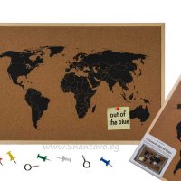 Карта на света от корк в рамка, снимка 1 - Подаръци за рожден ден - 24552551