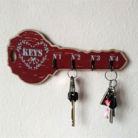 Декоративна дървена закачалка за ключове с форма на ключ в стил винтидж, снимка 10 - Декорация за дома - 20700642