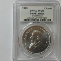  1 oz Сребро Сертифициран PCGS MS-69 Южноафкански Крюгеранд - 2018, снимка 3 - Нумизматика и бонистика - 23488531