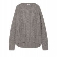 Pull and bear сив пуловер с интересна плетка, снимка 6 - Блузи с дълъг ръкав и пуловери - 24677054