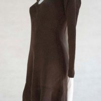Зимна плетена тъмнокафява рокля марка Fobya - S/M/L, снимка 3 - Рокли - 23241236