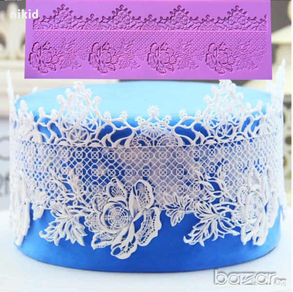 комбинирана мрежа с цветя голяма дантела борд силиконов молд форма за украса торта с гъмпейст, снимка 1