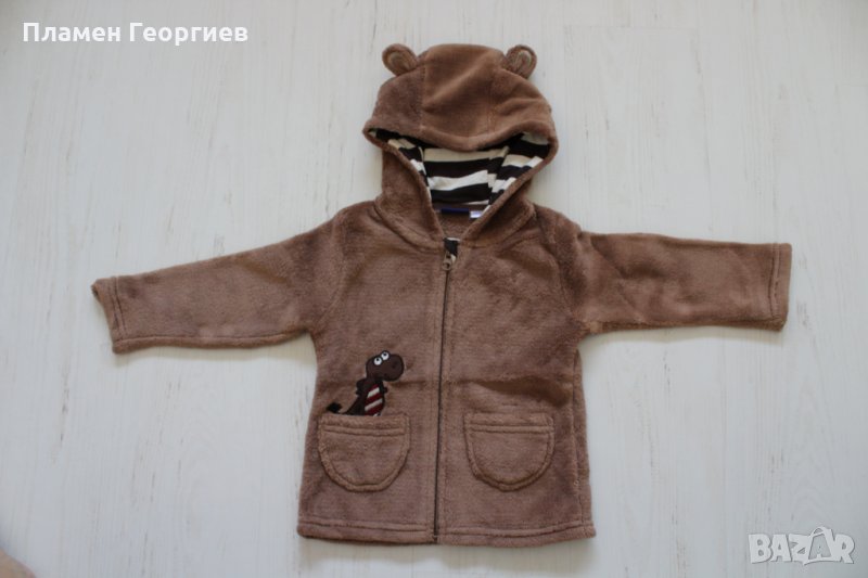 Кафяв суичър с качулка/74-80, снимка 1