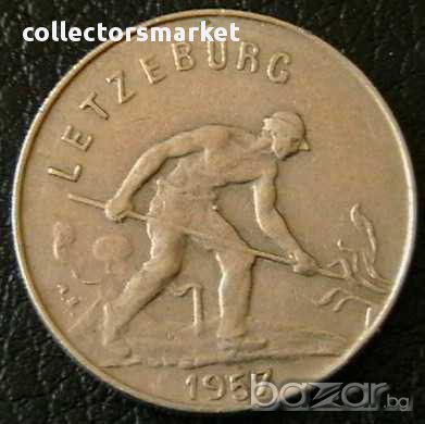 1 франк 1957, Люксембург, снимка 1