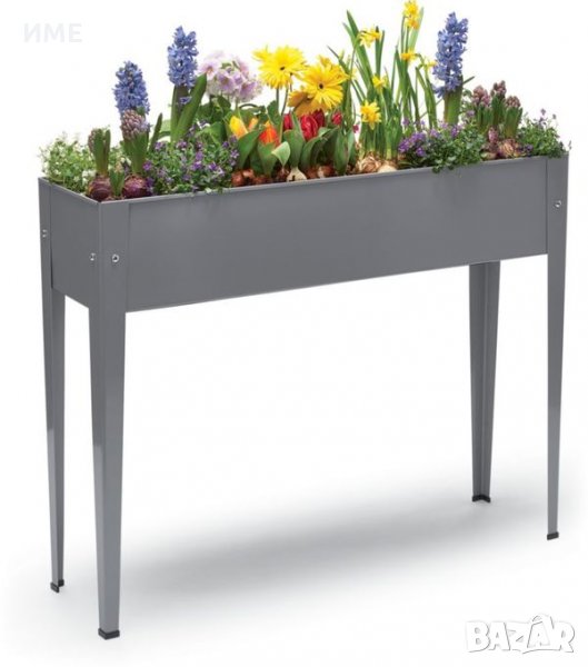 Цветарник на крака Living & Garden , 45L, р-ри 100 x 80 x 27 cm, поцинкована ламарина, прахово боя, снимка 1