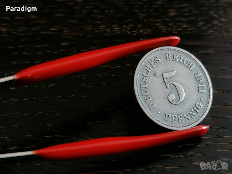 Райх монета - Германия - 5 пфенига | 1911г.; серия А, снимка 1