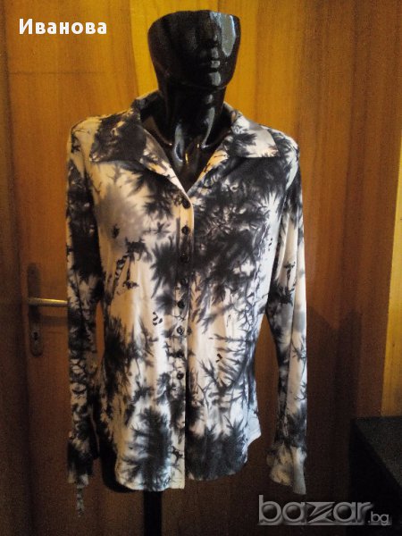 Черно-бяла блуза тип риза ХЛ, снимка 1