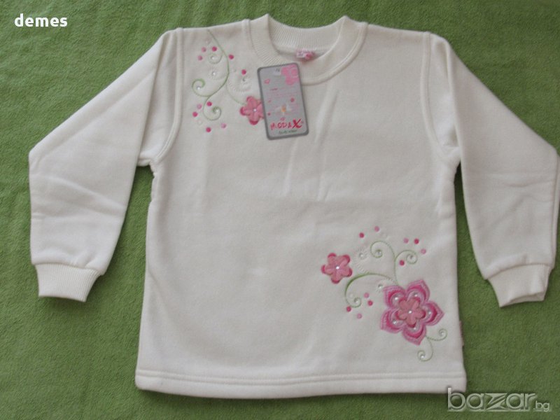 Бял детски блузон с бродерия за момиче размер 116, нов , снимка 1