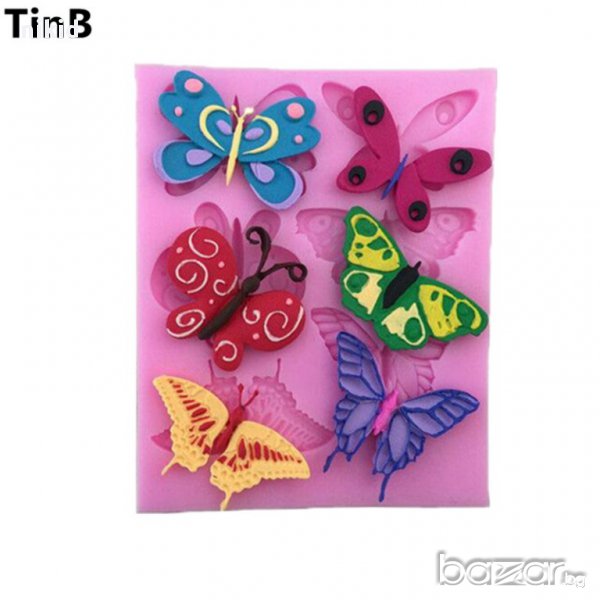 6 красиви пеперуди силиконов молд форма за украса торта с фондан шоколад, снимка 1