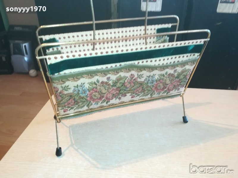 поставка за вестници-в златисто-метал и плат-внос швеицария, снимка 1