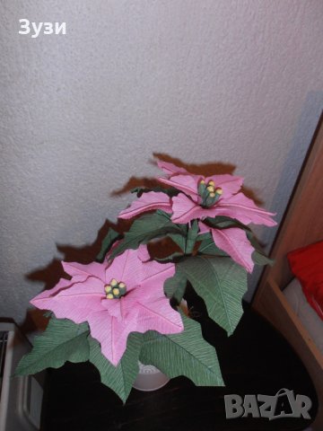 Коледна звезда, снимка 6 - Изкуствени цветя - 23726685