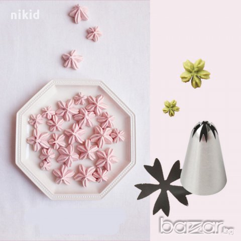 2F целувка цветче 6 листенца накрайник за пош дюза украса торта декор