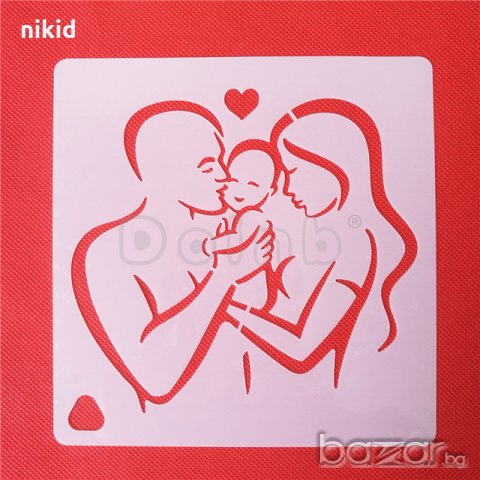 Майка баща и бебе стенсил шаблон спрей торта украса кекс