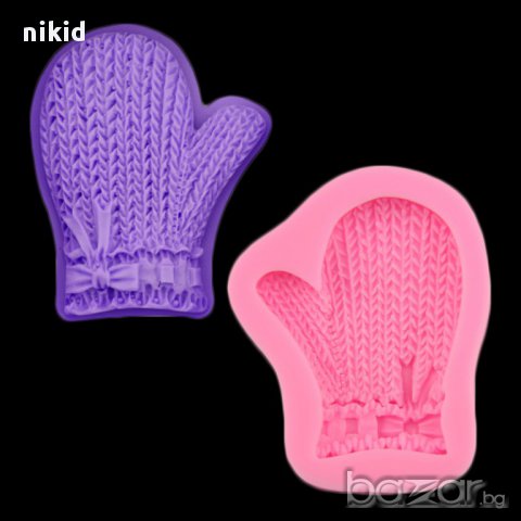 зимна плетена ръкавица ръкавичка молд форма силиконова декор украса торта фондан шоколад и др