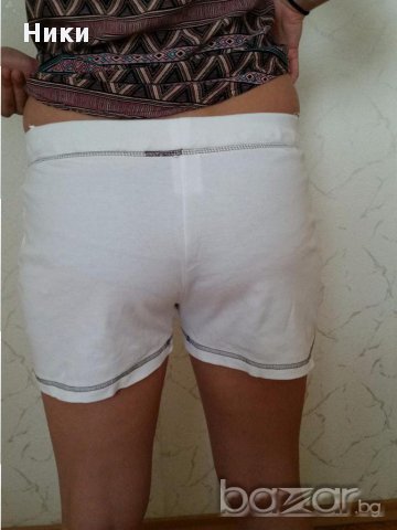 Нови къси дамски памучни бели панталонки - размер М, снимка 5 - Спортни екипи - 14600836