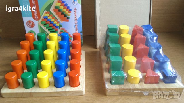  Голям Сортер От Масивно Дърво Монтесори с 25 елемента. логически игри, снимка 5 - Образователни игри - 25000199