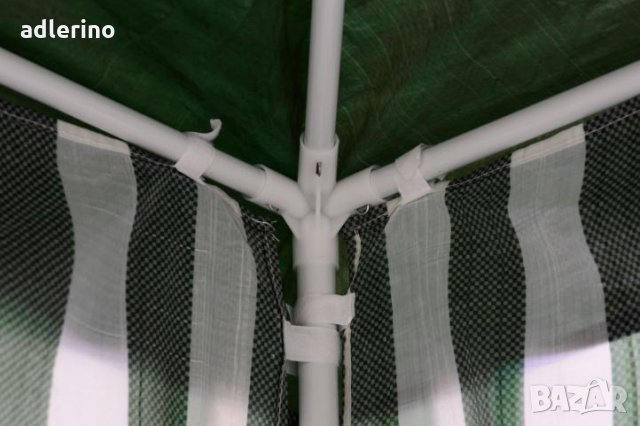  Градински павилион 3 х 3 метра, градинска шатра, шатра с 4 страници, зелено райе , снимка 4 - Градински мебели, декорация  - 24784947