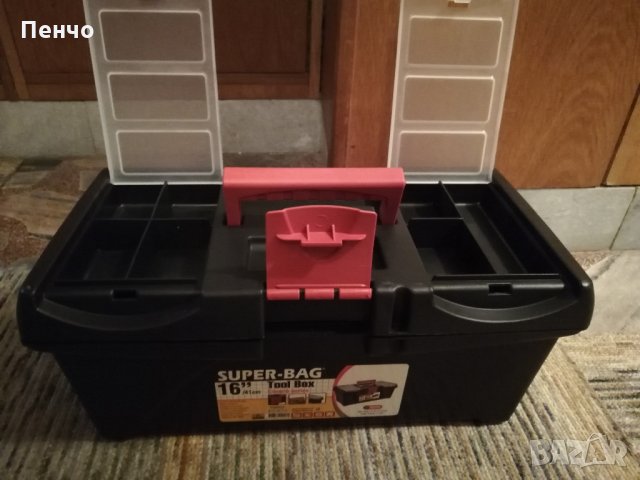 Кутия куфар пластмасов за инструменти с органайсер 16“ нов за риболов за колата за излет, шкаф , снимка 5 - Други инструменти - 22210583