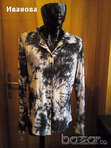 Черно-бяла блуза тип риза ХЛ, снимка 1