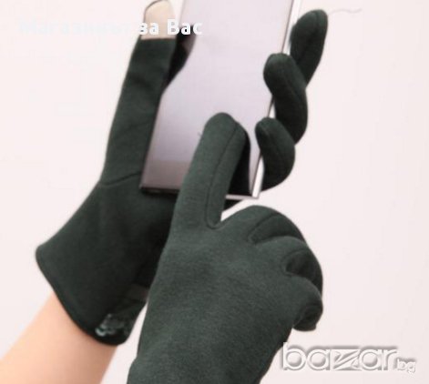 Зелени ръкавици за Touch Screen телефон, снимка 2 - Шапки - 17494150