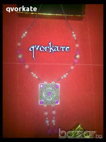 Колие плочка от турмалин,кварц,лава, снимка 3 - Колиета, медальони, синджири - 9165738