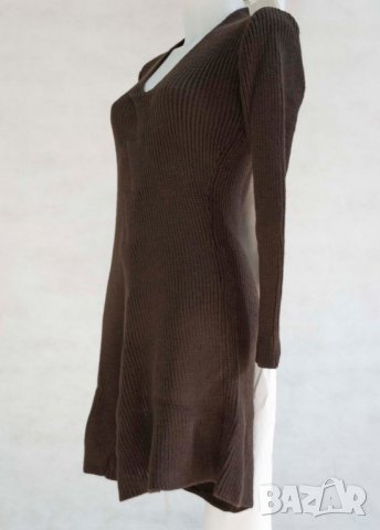 Зимна плетена тъмнокафява рокля марка Fobya - S/M/L, снимка 3 - Рокли - 23241236