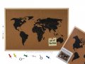 Карта на света от корк в рамка