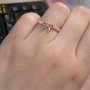 Дамски пръстен панделка сребрист златист цвят с бежни камъчета, снимка 3