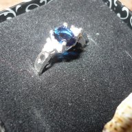 Пръстен сребърно покритие със син кристал, снимка 1 - Пръстени - 17626640