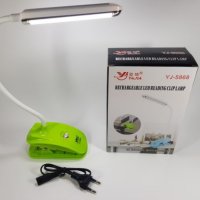 Акумулаторна лампа за четене с клипс щипка led лампа, снимка 1 - Лед осветление - 25250968