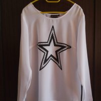 бяла шифонена  блуза звезда размер ХЛ, снимка 1 - Тениски - 25056697