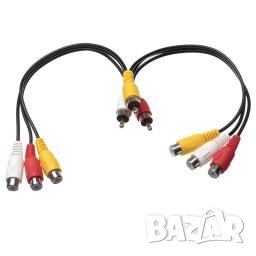 кабел20см 3 RCA/6RCAженскоTV VIDEO /AUDIO, снимка 1