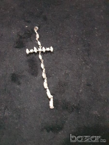 голям сребърен кръст с камъни гъвкав -сребро 925, снимка 1