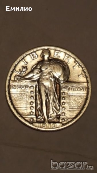 XF USA 1919 QUARTER DOLLAR Scarce, снимка 1