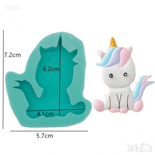 02 Цяло тяло еднорог Дълбок силиконов молд форма декорация и украса торта фондан бисквитки, снимка 1