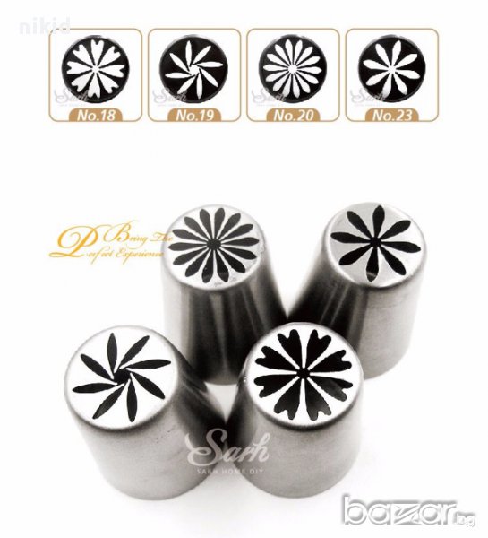 4 бр накрайник за пош шприц цветя цвете руска дюза за украса декор торта фондан шоколад и др., снимка 1