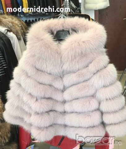 Дамско бяло палто от лисица 