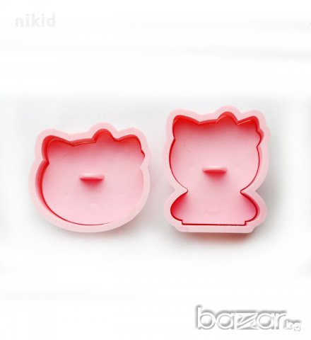 К-т форми 2бр резци резец коте Кити и релеф за фондан тесто сладки пластилин бисквити форма, снимка 2 - Форми - 13727586