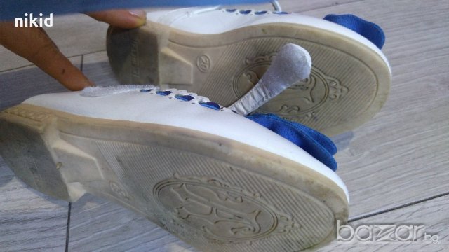 Детски балеринки пантофи сандали бели синя панделка, снимка 4 - Детски сандали и чехли - 21473268