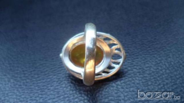 Масивен сребърен пръстен с естествен кехлибар, снимка 4 - Пръстени - 19599571