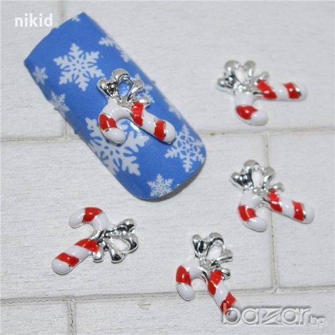 коледен бастун бижу декорация за нокти маникюр