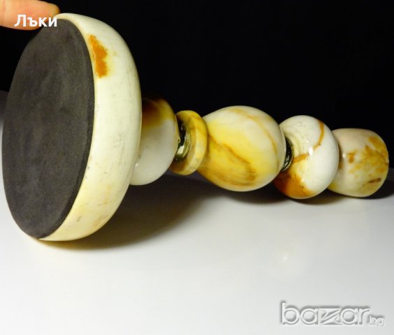 Старинен свещник от оникс и бронз 730 гр. , снимка 6 - Антикварни и старинни предмети - 20384250