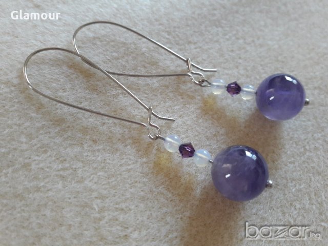 Обеци с аметист, снимка 3 - Обеци - 13063587