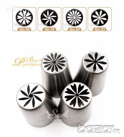 4 бр накрайник за пош шприц цветя цвете руска дюза за украса декор торта фондан шоколад и др.