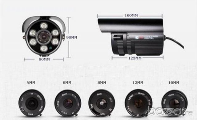 1200tvl 1/4" HD IR LED IR-CUT 6 Array Охранителна Ден/Нощ Камера. Удароусточива. Водоустойчива., снимка 10 - Камери - 10962201