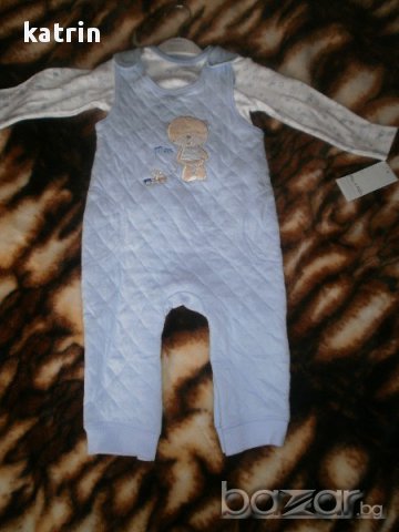 Нов лот памучна блузка и гащеризон от George, Англия, снимка 3 - Комплекти за бебе - 8352123