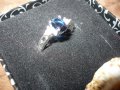 Пръстен сребърно покритие със син кристал