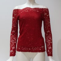 Дамска дантелена пролетна блуза Риза Блузка с къс дълъг ръкав горнище до рамената, снимка 5 - Блузи с дълъг ръкав и пуловери - 20594063