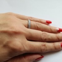Сребърен пръстен с бели циркони   - сребро проба 925, снимка 1 - Пръстени - 23515764