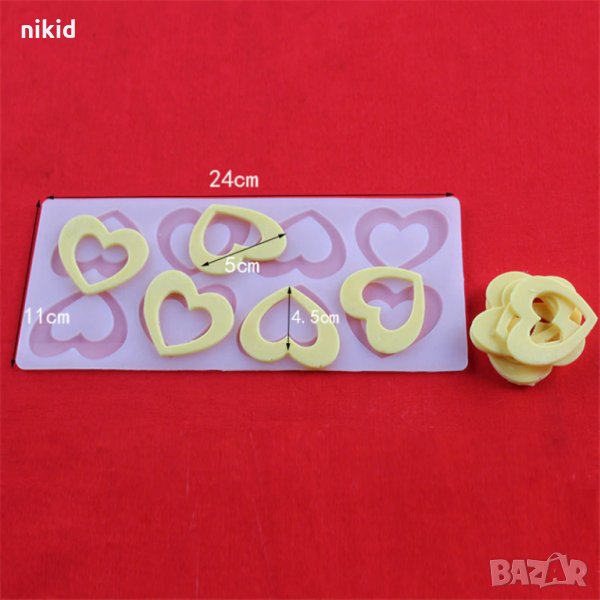 8 контурни сърца сърце топер забучване силиконов молд форма украса декорация торта фондан шоколад, снимка 1